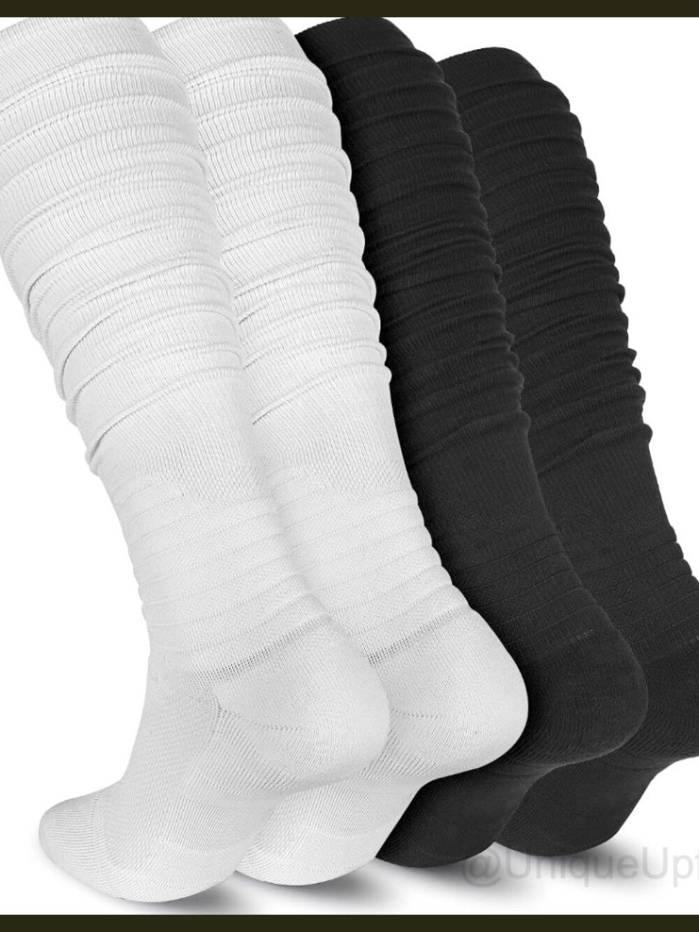 Scrunch Football Socks 2 Pack Extra Long Padded Athletic Socks Knee Length